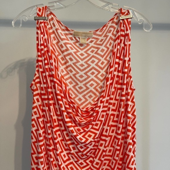 MICHAEL Michael Kors Orange and White Scoop Neck Tank Size‎ Large PreOwned - Picture 2 of 7